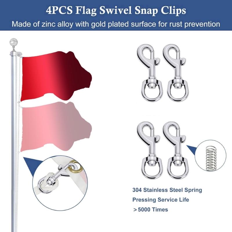 3-tums Flagstångskula i Aluminiumlegering med Låsmutter & 2-tums Nylonblock Flagstångsvagn För 1,6-2-tums Utomhusflaggstänger