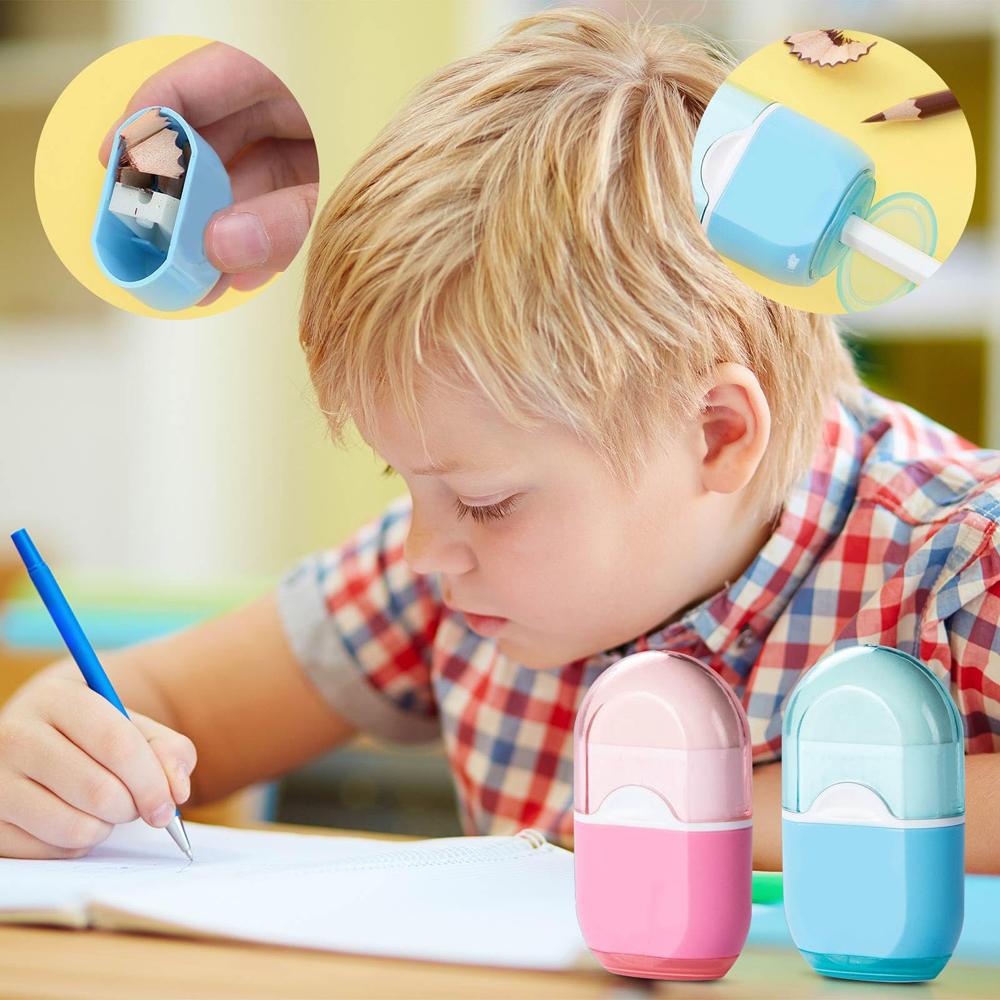 2 Pcs 2-in-1 Pencil Sharpener Manual Pencil Sharpeners with Container for Kids Adults Student School Home Office Supplies