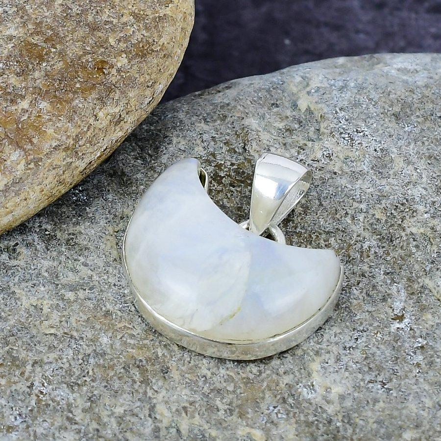 Rainbow Moonstone Gemstone Handmade 925 Sterling Silver Pendant Indian Jewelry For Her