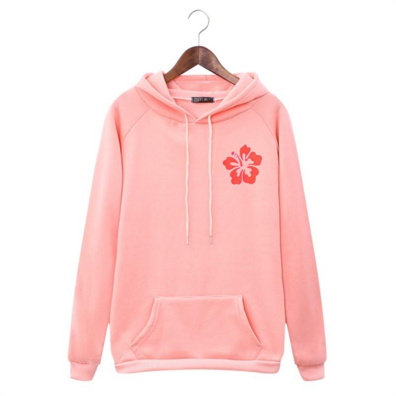 Womens Oversized Streetwear Hoodie With Floral Numeric Letter Print Long Sleeve Pullover