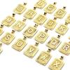 2pcs Letter Brass Charm Pendant 18K Gold Plated Rectangle " A-Z "Pendants For DIY Making Necklace Jewelry Findings  27mm X 16mm