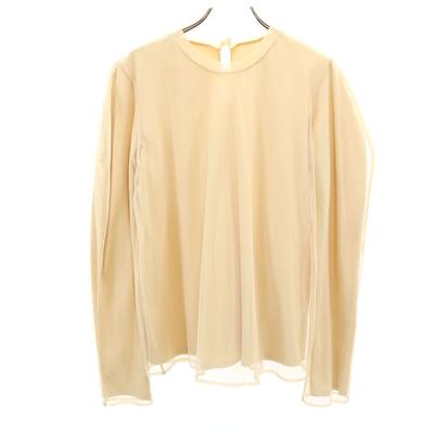 CLANE Long Sleeve Mesh Layered Cut 2 Beige Tops Women Used
