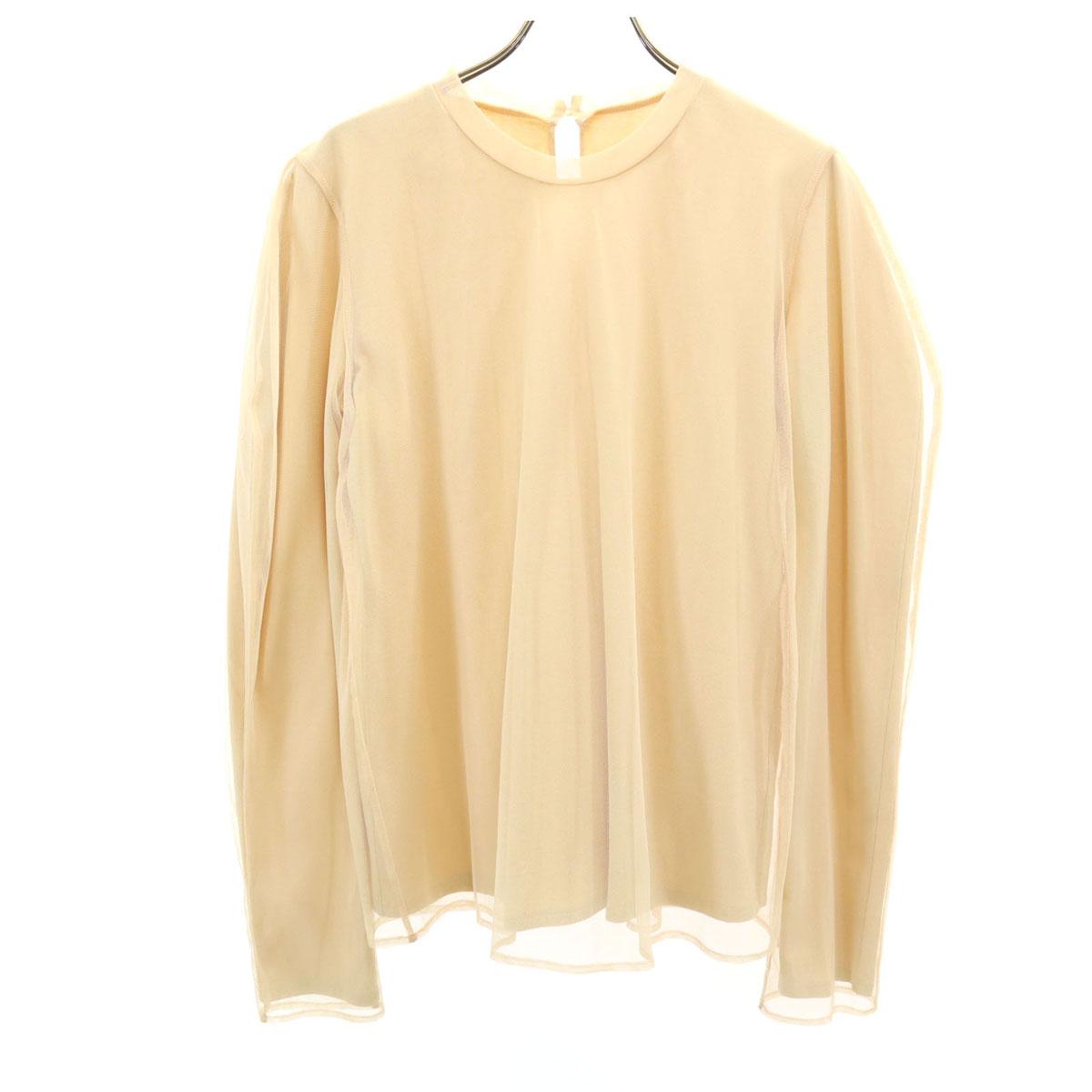 

CLANE Топ с длинным рукавом из сетки с многослойным кроем, 2 бежевых топа Женский Б/У