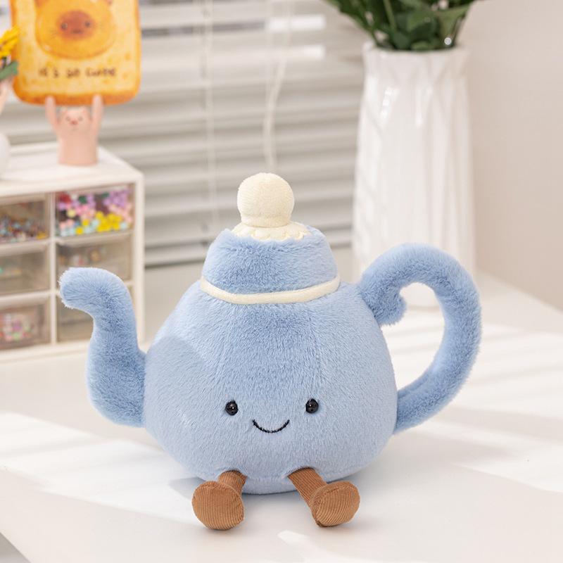 Creative Tea Set Figurines: Fun Dessert Plush Toys & Restaurant Ornaments for Girls