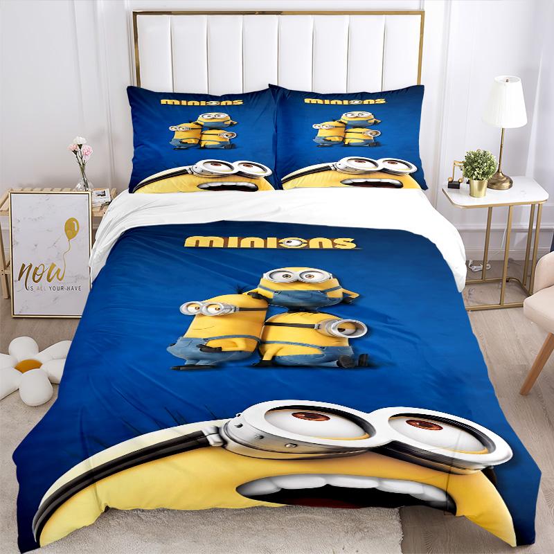 Minions Adventure Begins Print 3Pcs Bedding Setduvet Cover With 2 Bedropillowcase Home Birthday Gift