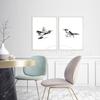 Japanese Style Watercolour Bird Prints Black and White Bird Poster Canvas Painting Wall Art Picture for Living Room Home Decor