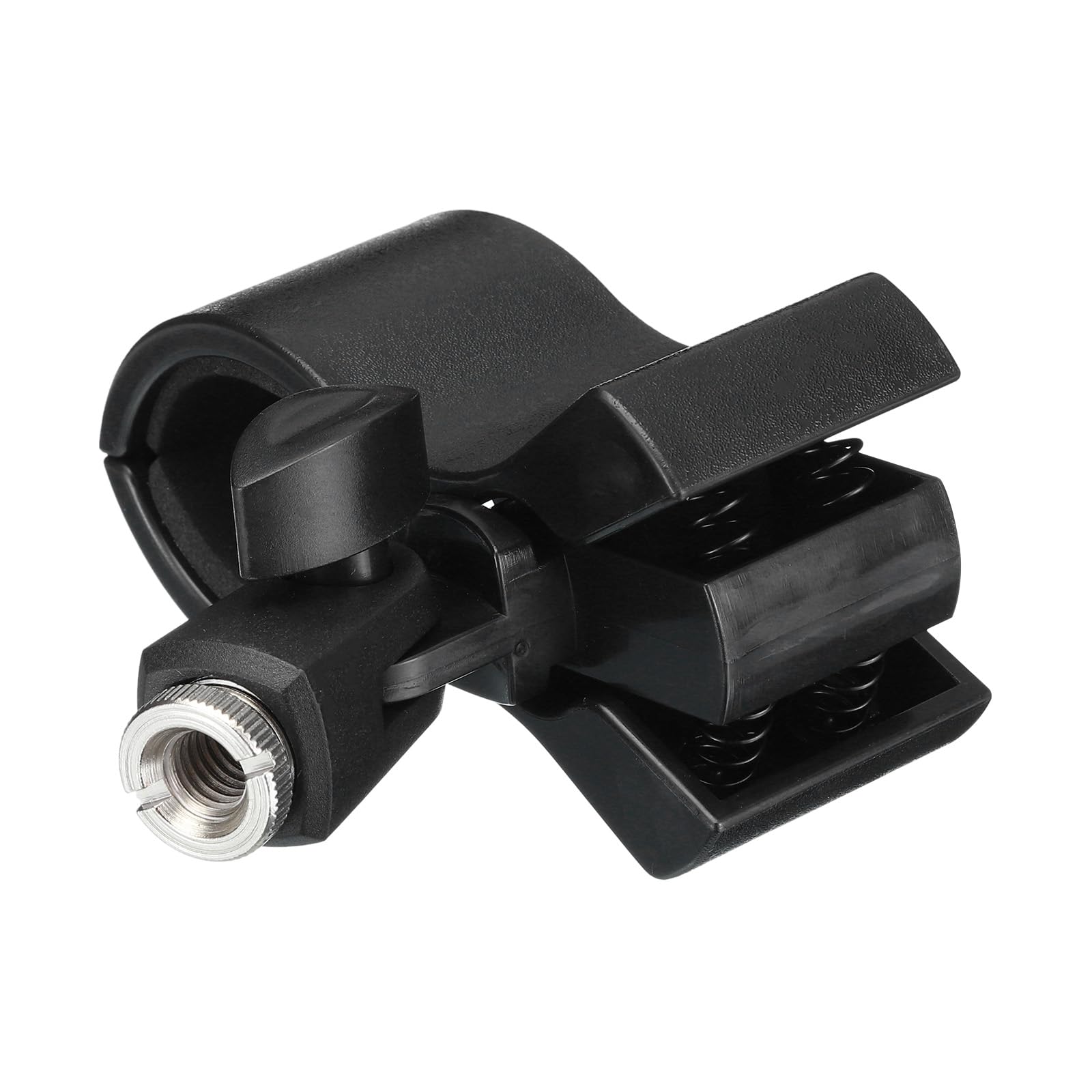 

uxcell Держатель для микрофона, В.Д.. 32 мм - 60 мм, Пластиковый интерфейс, Зажим-держатель для микрофона с металлическим адаптером 3/8 для петличных микрофонов, Черный, 1 шт.