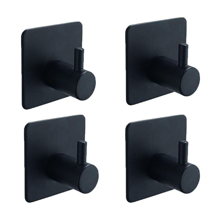 

Черный крючок для халата, настенный крючок для ключей, роскошный крючок для полотенец, вешалка для ванной из нержавеющей стали, нержавеющий крючок для кухонного оборудования 4pcs