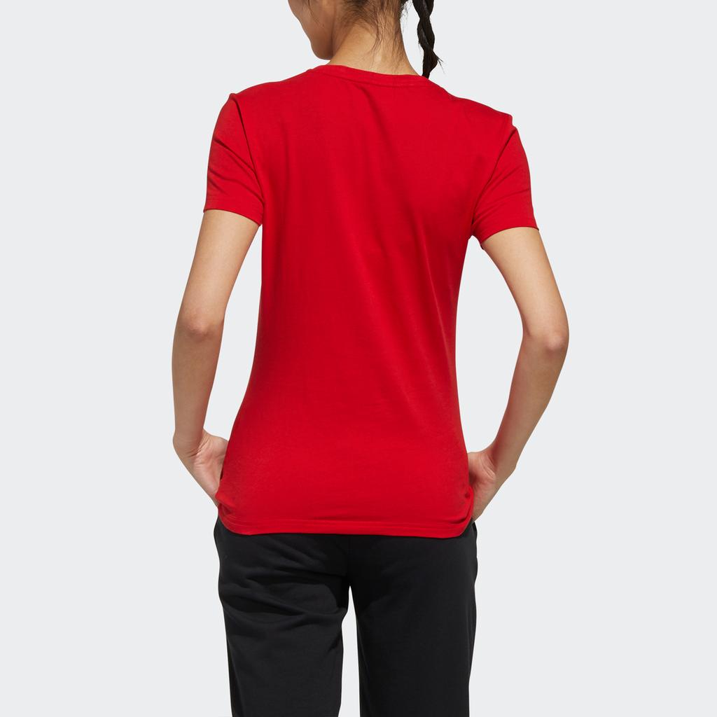 Adidas Neo Essentials Round Neck Logo Print Sports Short Sleeve T-Shirt Women T-Shirts Red FP7867