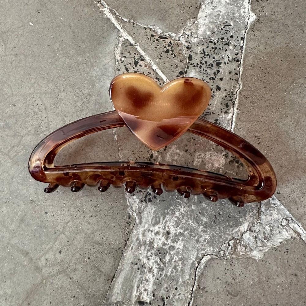 Heart Hair Claw Clips Leopard Print Large Hair Claw Retro Geometric Barrettes Headwear