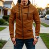 Men's Casual -Lined Zip-Up Hoodie Loose Fit Sweatshirt for Fall and Winter