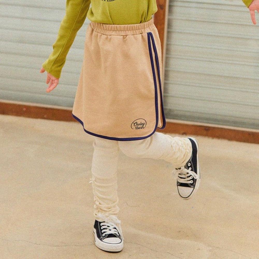  Olivan  Simple Logo Wrap Skirt Pants  Beige 