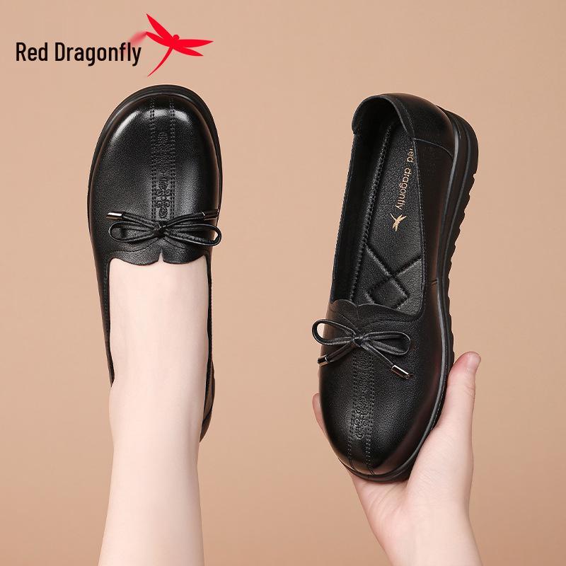 Red Dragonfly Women's Summer Soft Sole Flat Casual Genuine Leather Shoes