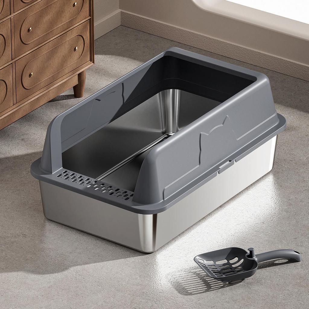 Stainless Steel Top-Entry Cat Litter Box, Anti-Splash Design