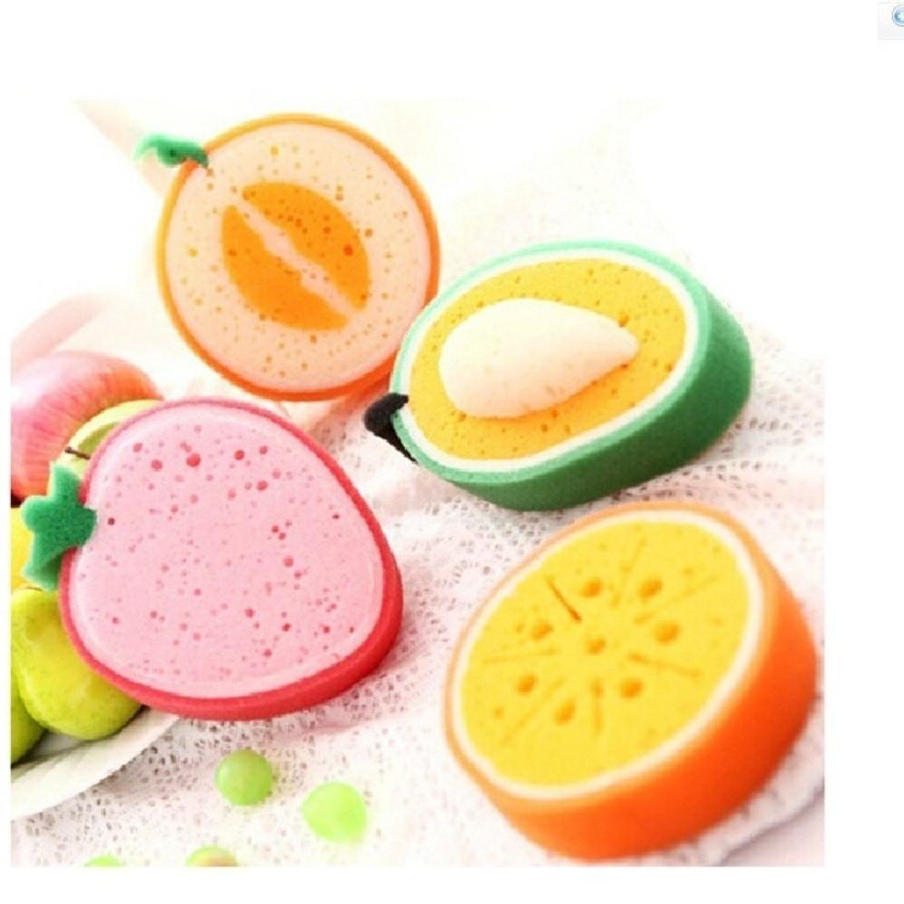 1PC Sponge Cleaner Magic Sponge Fruit Shaped Dishwashing Wipe Washcloth Kitchen Cleaning Tools