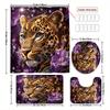 4-Piece Modern Simple Leopard And Flower Pattern Shower Curtain Set Bathroom Curtains, Bathroom Decorative Shower Curtains, Floor
