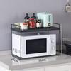 Retractable Microwave Oven Storage Rack with Seasoning and Utensil Organizer