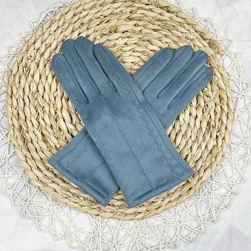 

Теплые перчатки женские милые студенческие флисовые утолщенные замшевые велосипедные ветрозащитные перчатки для сенсорных экранов светло-серый