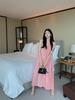 Pink Women's Halter Neck Suspender Long Skirt - Summer Beach Vacation Dress