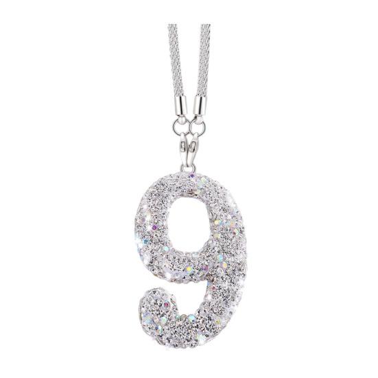 Bling Car Rear View Mirror Accessories Rhinestone Numbers Hanging Ornament 0-10 Automotive Interior Pendant for Women
