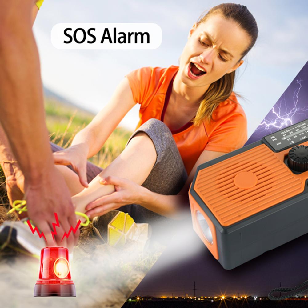Portable Solar Power Hand Crank Radio AM/FM/WB NOAA Weather LED Flashlight Power Bank for Outdoor Camping Hiking Solar Radio