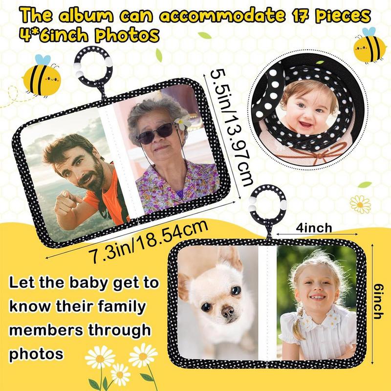 Weiches Fotoalbum Babyfotoalbum Erstes Album Bienenmusterbuch mit sicherem Spiegel Weiches Stoff-Scrapbook Mama Must-Haves für werdende