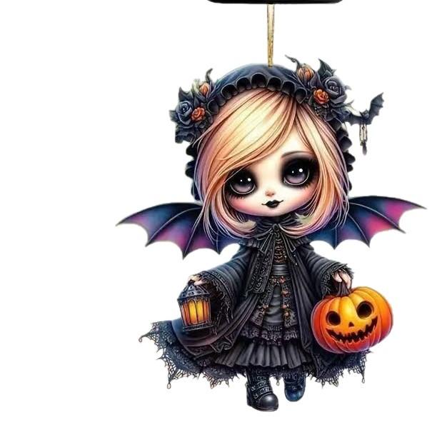 Halloween, New Style, Acrylic, Witch, Car Rearview Mirror Decoration, Pendant, Christmas Tree Decoration, Backpack Hanging Decoration