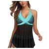 2024 New Sexy Swimwear Summer Women Tankini Sets Stripe Print Backless Halter Two Pieces Swimsuit Beachwear Swimdress Sets