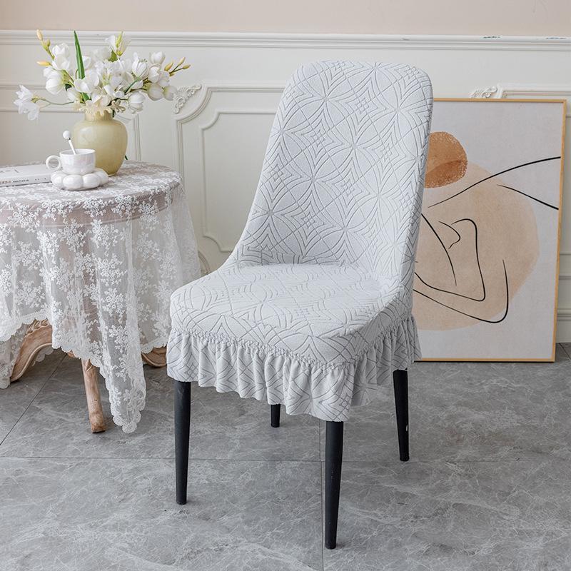 Thickened Fleece Chair Cover One-piece Chair Cover Elastic Dining Chair Covers Jacquard Seat Cover for Hotel Restaurant Home