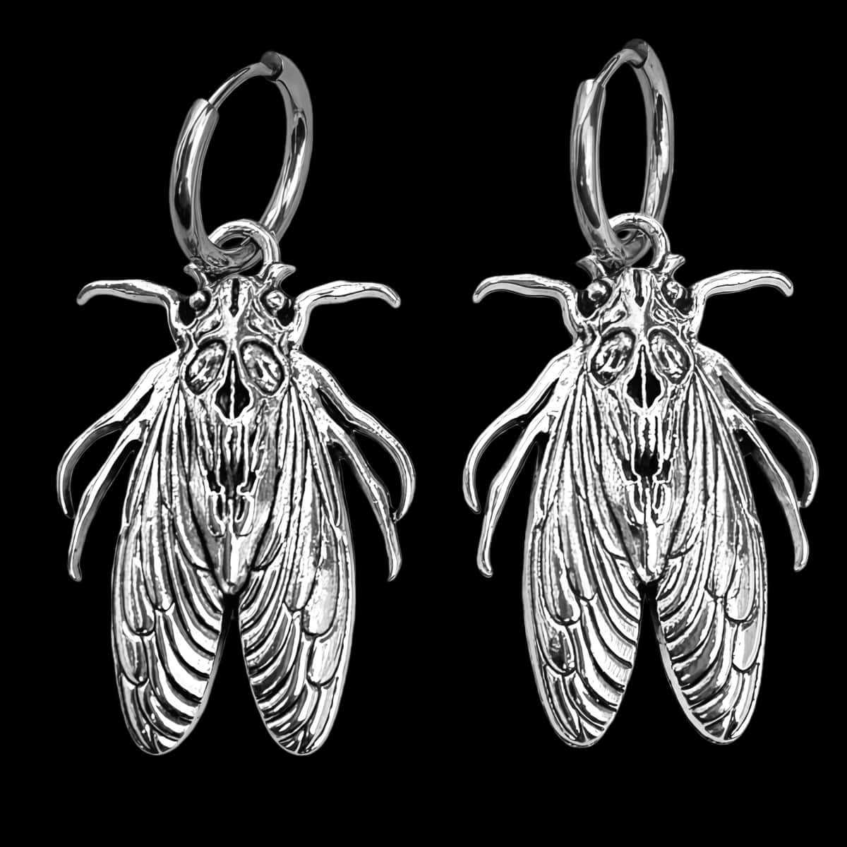 

Hip-hop Punk Ancient Silver Skeleton Moth Butterfly Skull Head Pendant Dangle Earrings for Men Women Retro Fashion Jewelry Gifts