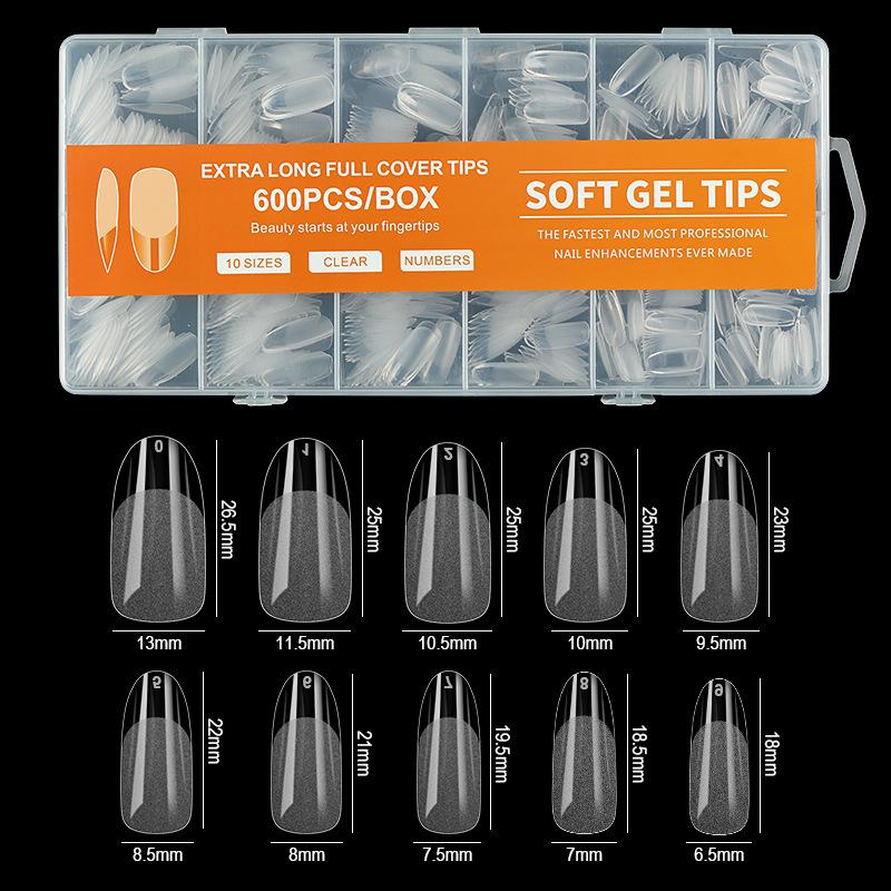 Full Cover Soft Gel Nail Tips, 240Pcs Clear Acrylic Fake Medium Almond Nails Press On for Nail Extensions DIY Manicure Nail Art Salon