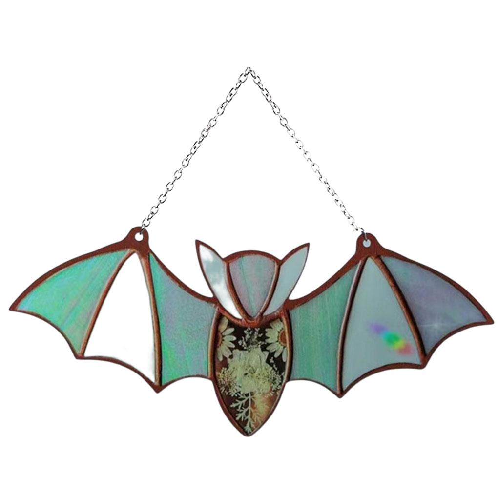 Halloween Bat Stained Glass Suncatcher - Indoor And Outdoor Bat Decor Hanging Practical Durable