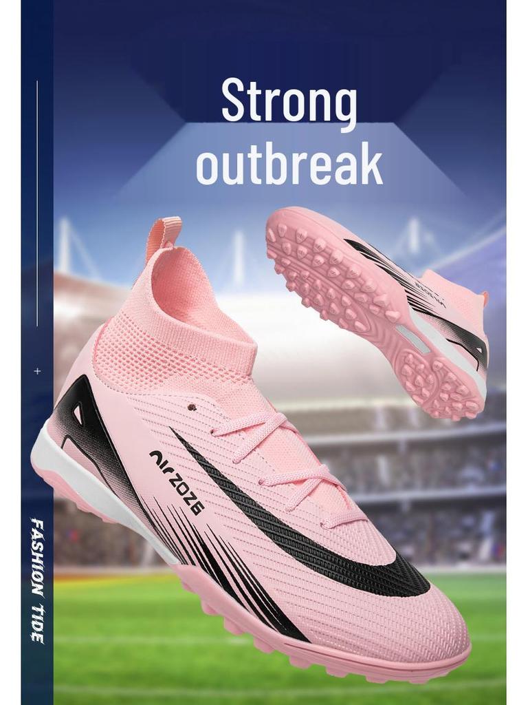 Unisex Fly-Knit Sock Football Shoes for Kids and Adults - High-Top TF Training Sneakers