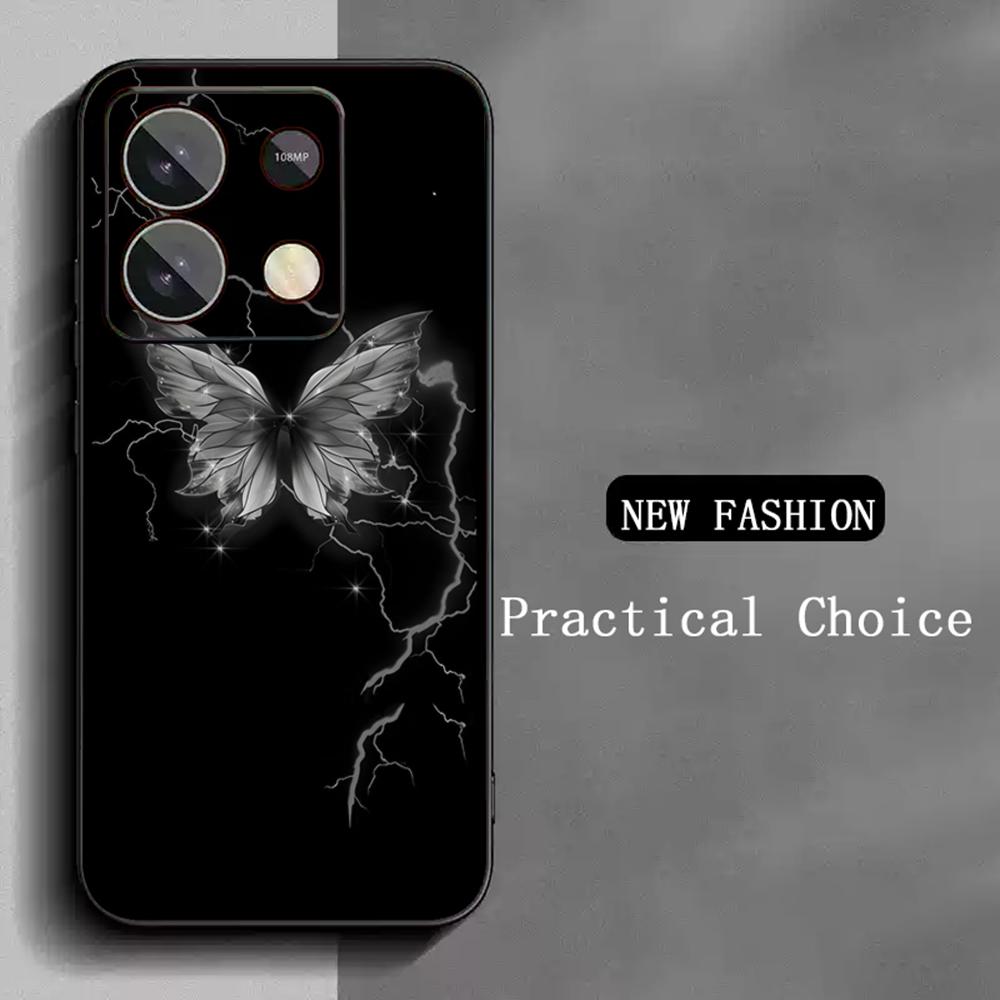 Fashion personal Butterfly pattern design Phone Case For Redmi Note 14 13 12 11 Pro Plus S 5G 14C A3 Soft Black Phone Cover