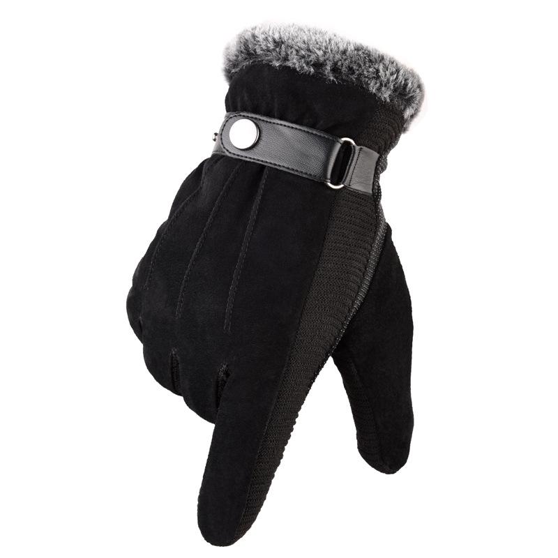 7 Types Pigskin Mens Winter Warm Gloves Leather Thicken Cotton Windproof Driving Mittens