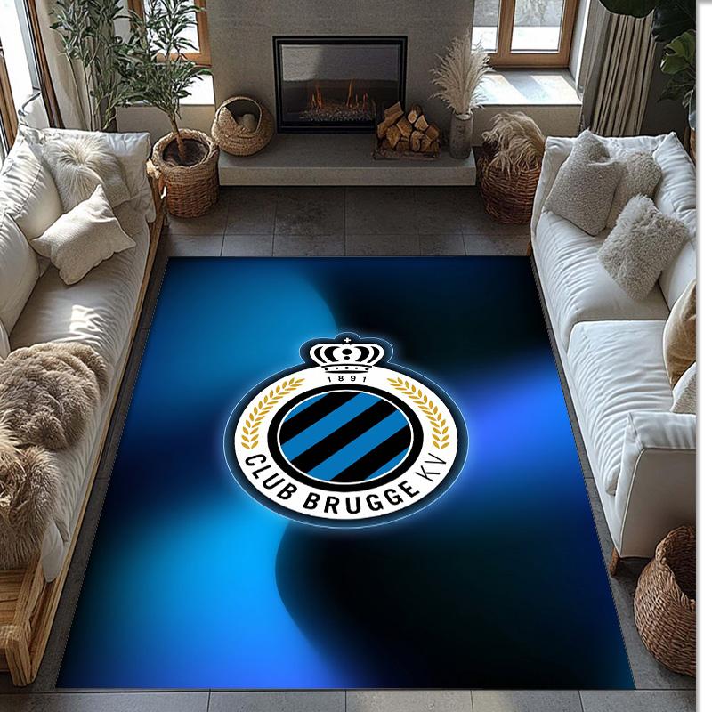 Club Brugge FC Soccer Football Pattern Soft Area Rug Non Slip Indoor Floor Carpet Sports Decor Mat for Bedroom