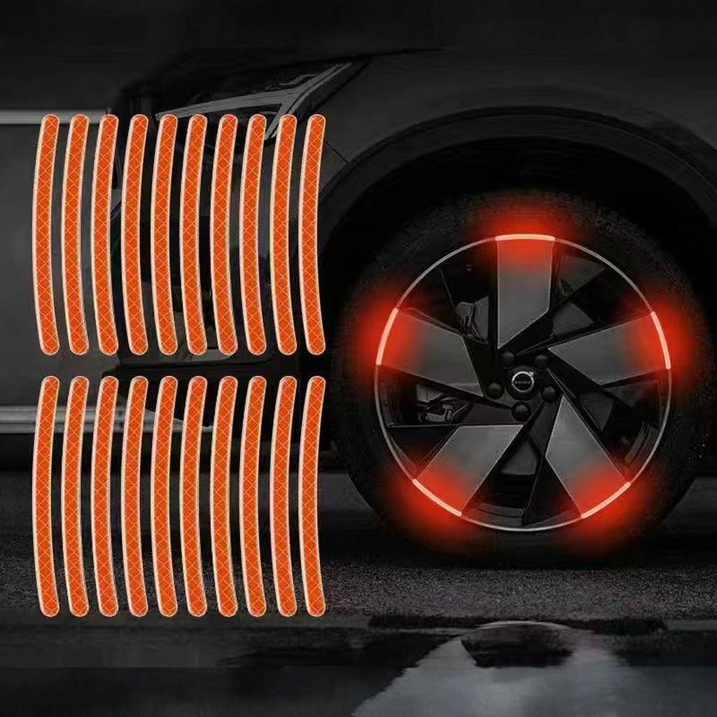 20 Stück Auto Radnaben Reflektierender Aufkleber Reifenfelge Reflektierende Streifen Leuchtend für Auto Fahrrad Motorrad Radaufkleber