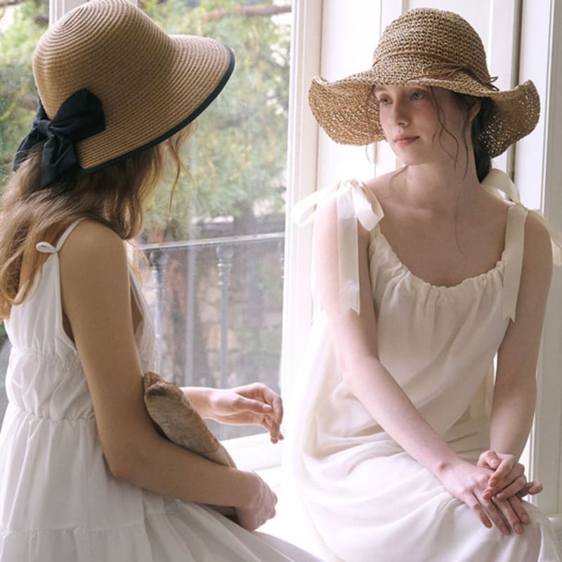 JUDY AND PAUL Knit Ribbon Floppy Hat