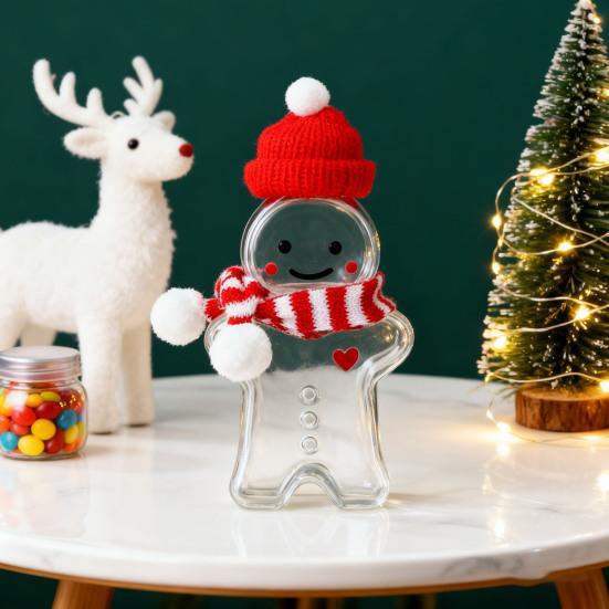 Butelki na napoje Piernik z pokrywką 400 ml Wielokrotnego użytku Świąteczny pojemnik na napoje na mleko, sok, herbatę, kawę, DIY Świąteczne prezenty