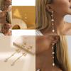 Classic Gold Plated Dangle Earrings With Faux Pearls For Women Modern Fashion