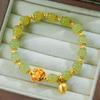 Women Fashion Lucky Bracelet Imitation Hetian Jade Lotus Elegant Temperament Beaded Bracelet Jewelry Gift