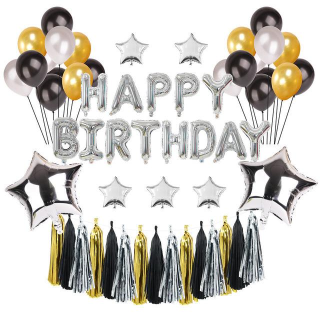 Birthday Tassel Package Party Aluminum Film Balloon Set Birthday Pentagram Aluminum Film Balloon Bundle Arrangement Tassel Decoration