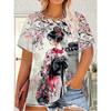 Fashion Women's Crew Neck T-Shirt Crew Neck Short Sleeve 3D Color Printing