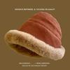 Autumn and winter plush thickened hat women's plush bucket hat crimped cold-proof thickened windproof warm ear protection Mongolian basin hat