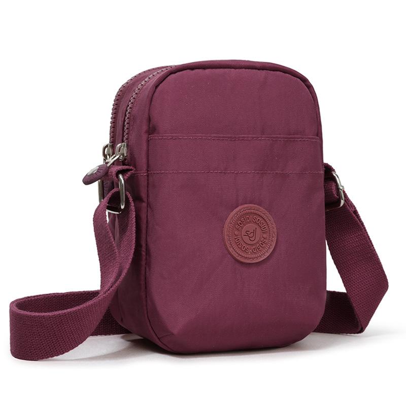 Compact Nylon Crossbody Bag with Double Zipper Closure Adjustable Strap Small Casual Purse for Daily Travel