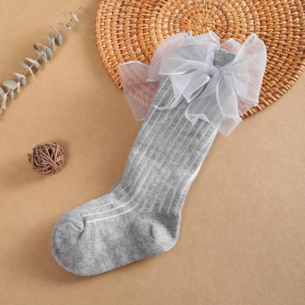 Toddlers Socks Autumn Spring Children Girls Knee High Long Sock Cotton Big Bow Princess Style Children Floor Socks 0-3Y