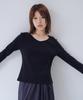 Ohesio Basic Ribbed V-Neck Long Sleeve, Black