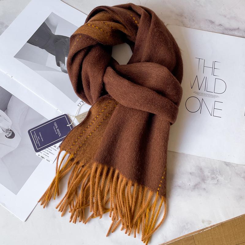100 wool scarves men's winter dark blue plaid cashmere scarf high-end gift boyfriend dad double-sided shawl