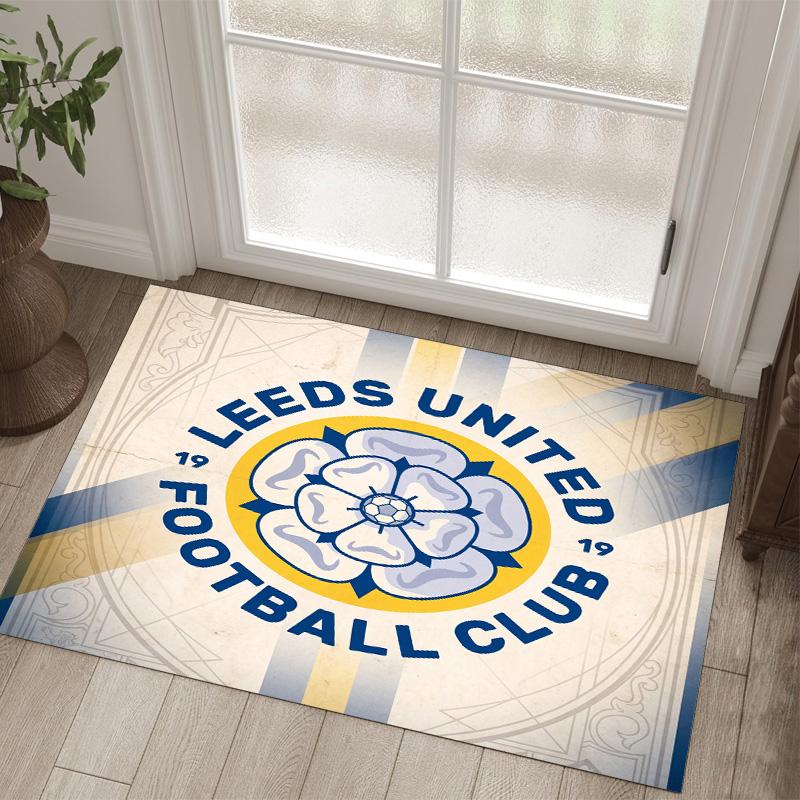 Leeds United Design Kristall Samt Teppich Gemütlich Nicht?Rutschfester Teppich mit Aufdruck für Schlafzimmer Wohnzimmer Eingang