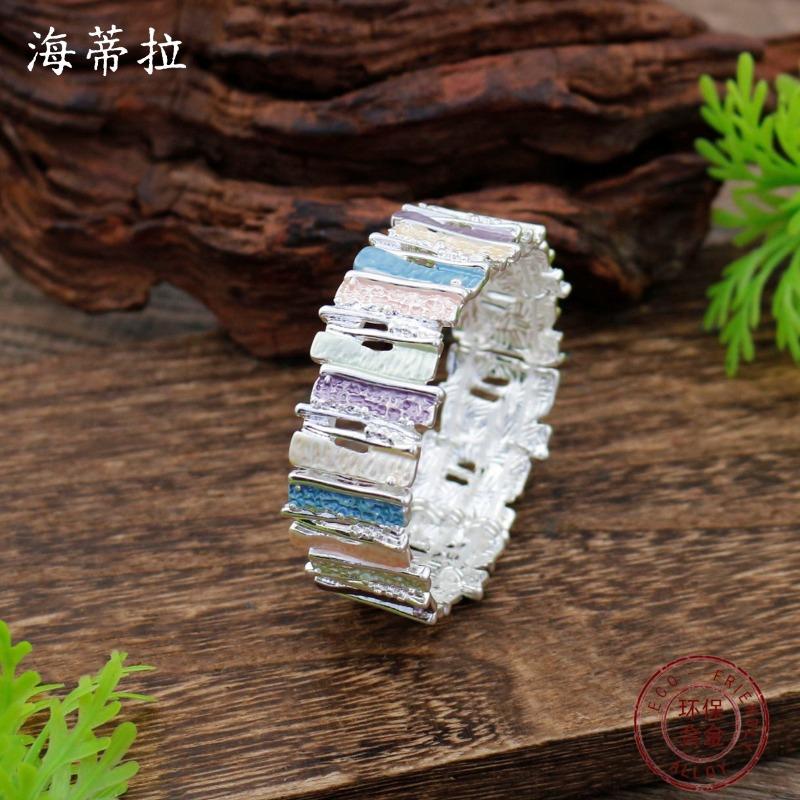 New enamel color hollow geometric elastic bracelet women's fashion high sense irregular line bracelet